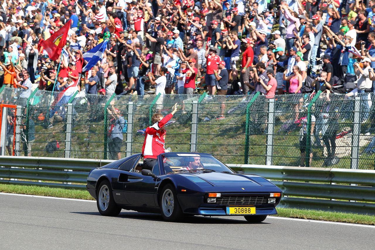 GP BELGIO, 23.08.2015 - Gara, Sebastian Vettel (GER) Ferrari SF15-T at drivers parade