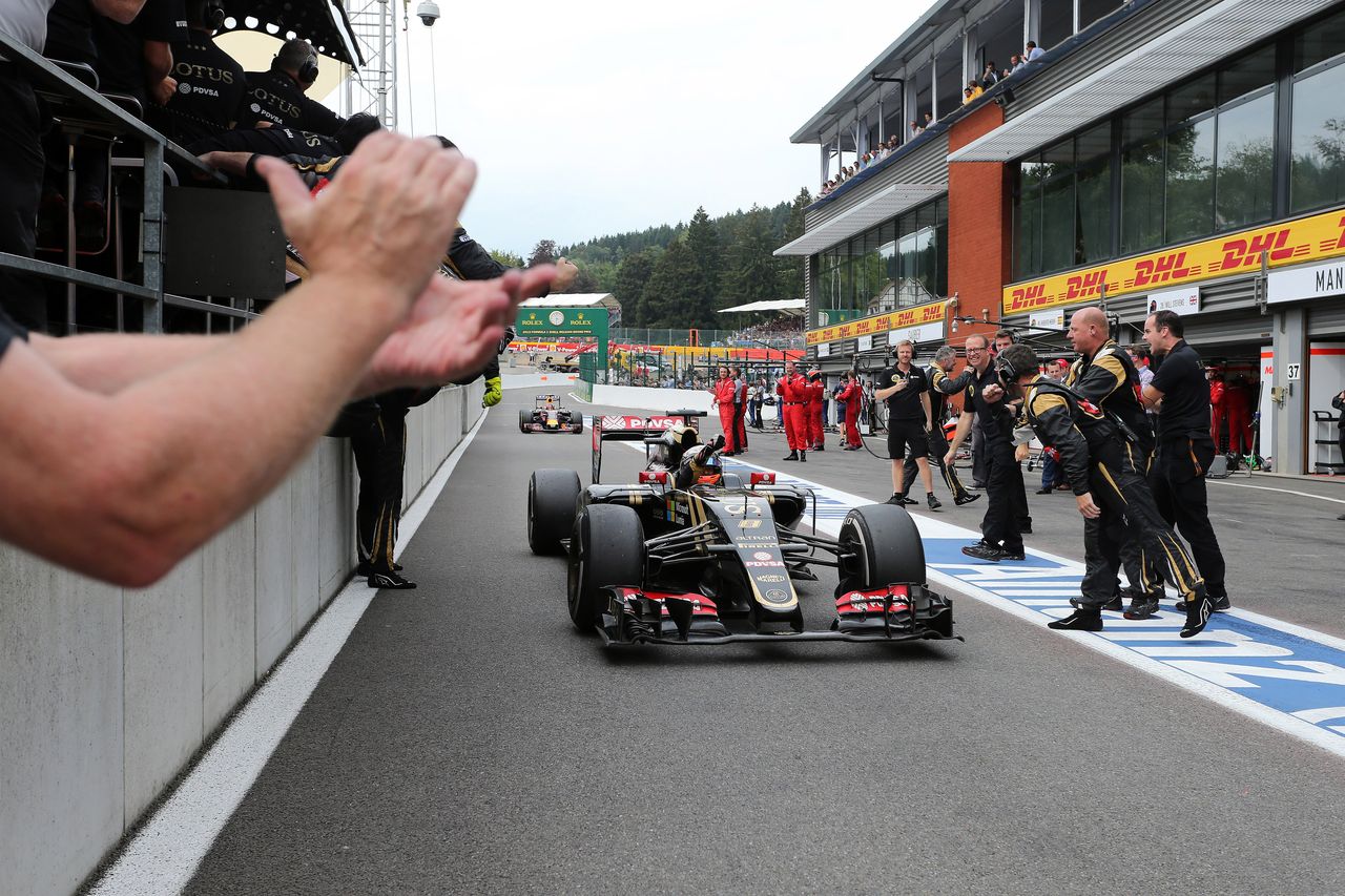 GP BELGIO, 23.08.2015 - Gara, terzo Romain Grosjean (FRA) Lotus F1 Team E23