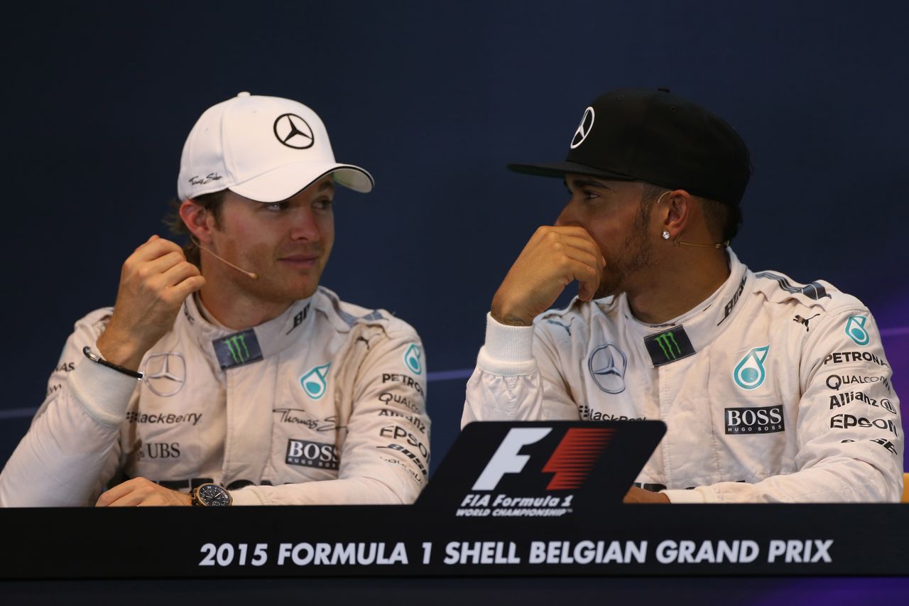 GP BELGIO, 23.08.2015 - Gara, Conferenza Stampa, Nico Rosberg (GER) Mercedes AMG F1 W06 e Lewis Hamilton (GBR) Mercedes AMG F1 W06