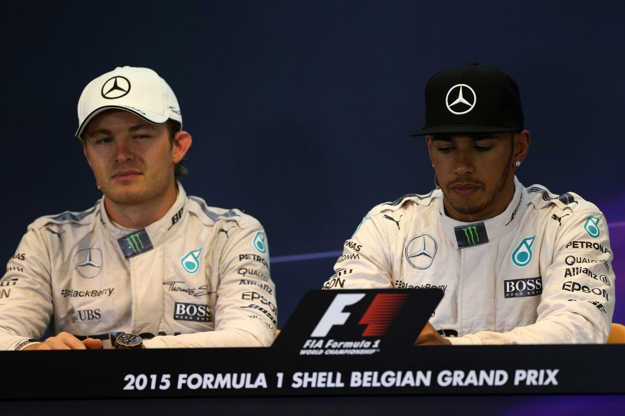 GP BELGIO, 23.08.2015 - Gara, Conferenza Stampa, Nico Rosberg (GER) Mercedes AMG F1 W06 e Lewis Hamilton (GBR) Mercedes AMG F1 W06