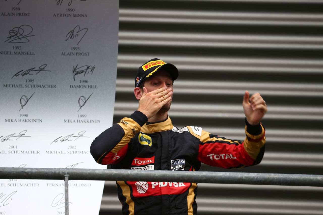 GP BELGIO, 23.08.2015 - Gara, terzo Romain Grosjean (FRA) Lotus F1 Team E23