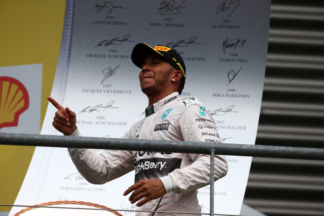 GP BELGIO, 23.08.2015 - Gara, 1st position Lewis Hamilton (GBR) Mercedes AMG F1 W06