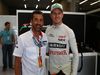 GP BELGIO, 23.08.2015 - Gara, Patrick Dempsey (USA) Actor e Nico Hulkenberg (GER) Sahara Force India F1 VJM08