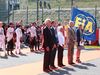 GP BELGIO, 23.08.2015 - Gara, The drives e Bernie Ecclestone (GBR), President e CEO of FOM  observe the national anthem