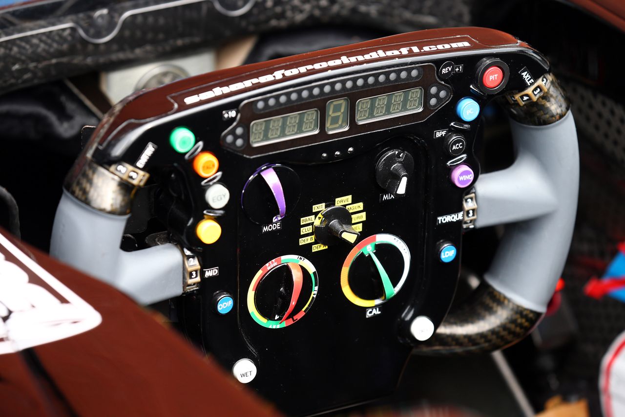 GP BELGIO, 20.08.2015 - Steering wheel of Sahara Force India F1 VJM08