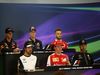 GP BELGIO, 20.08.2015 - Conferenza Stampa, (L-R) Max Verstappen (NED) Scuderia Toro Rosso STR10, Daniil Kvyat (RUS) Red Bull Racing RB11, William Stevens (GBR) Manor Marussia F1 Team, Fernando Alonso (ESP) McLaren Honda MP4-30, Kimi Raikkonen (FIN) Ferrari SF15-T e Lewis Hamilton (GBR) Mercedes AMG F1 W06