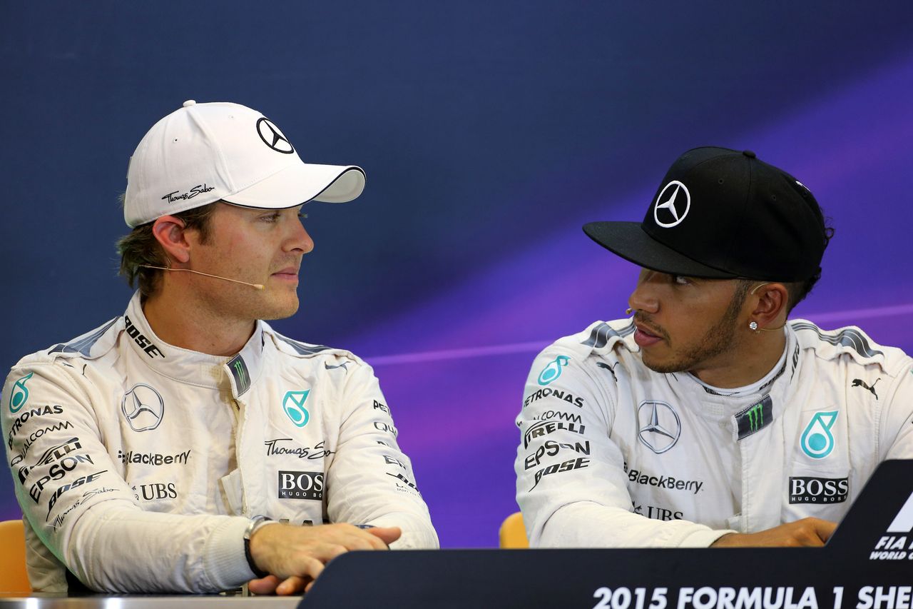 GP BELGIO, 22.08.2015 - Qualifiche, Conferenza Stampa, Nico Rosberg (GER) Mercedes AMG F1 W06 e Lewis Hamilton (GBR) Mercedes AMG F1 W06