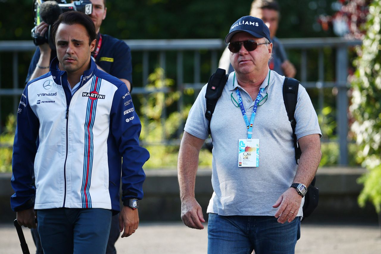 GP BELGIO, 21.08.2015 - Felipe Massa (BRA) Williams F1 Team FW37 e his father Luis Antonio Massa (BRA)