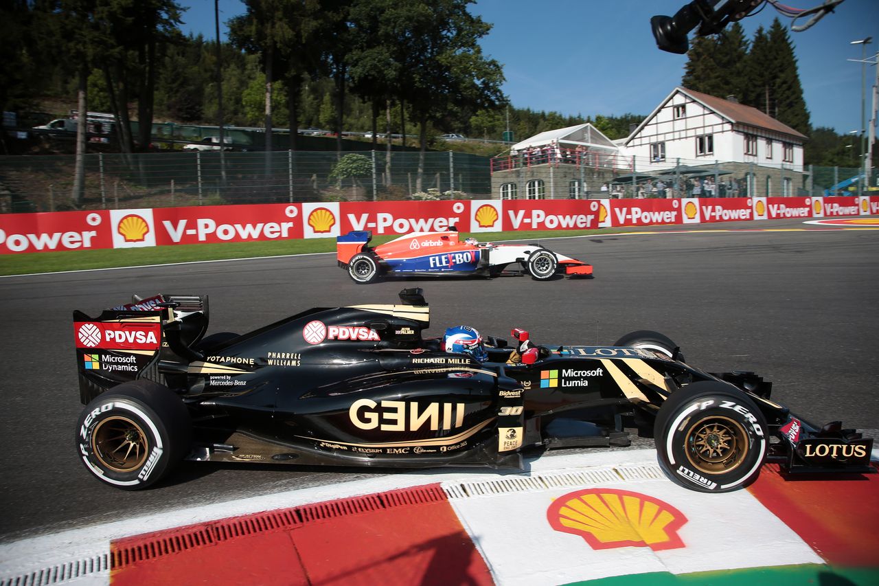 GP BELGIO, 21.08.2015 - Prove Libere 1, Jolyon Palmer (GBR) Test Driver, Lotus F1 Team e William Stevens (GBR) Manor Marussia F1 Team
