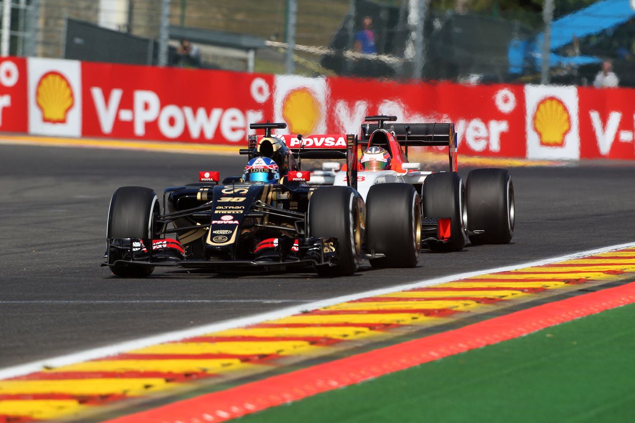 GP BELGIO, 21.08.2015 - Prove Libere 1, Jolyon Palmer (GBR) Test Driver, Lotus F1 Team e William Stevens (GBR) Manor Marussia F1 Team