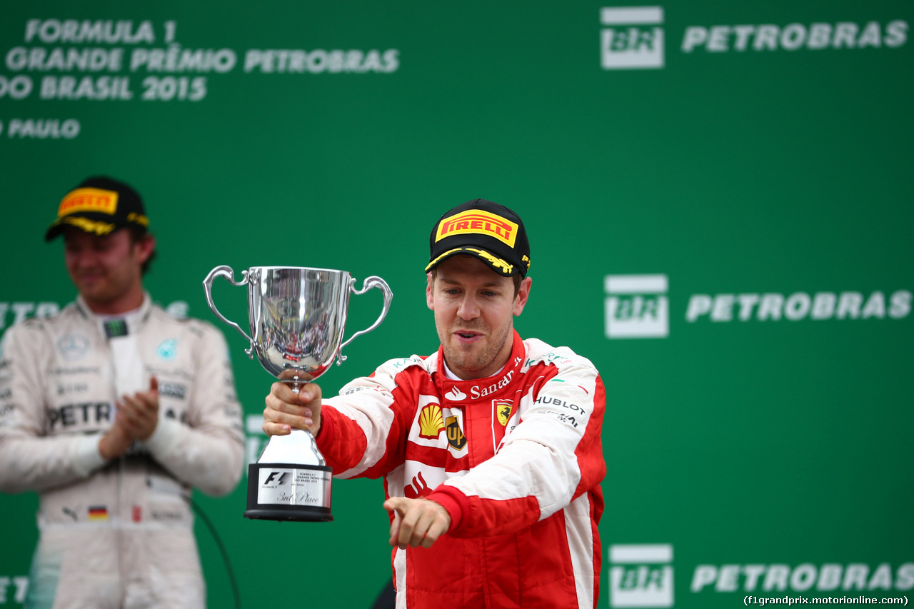 GP BRASILE, 15.11.2015 - Gara, terzo Sebastian Vettel (GER) Ferrari SF15-T