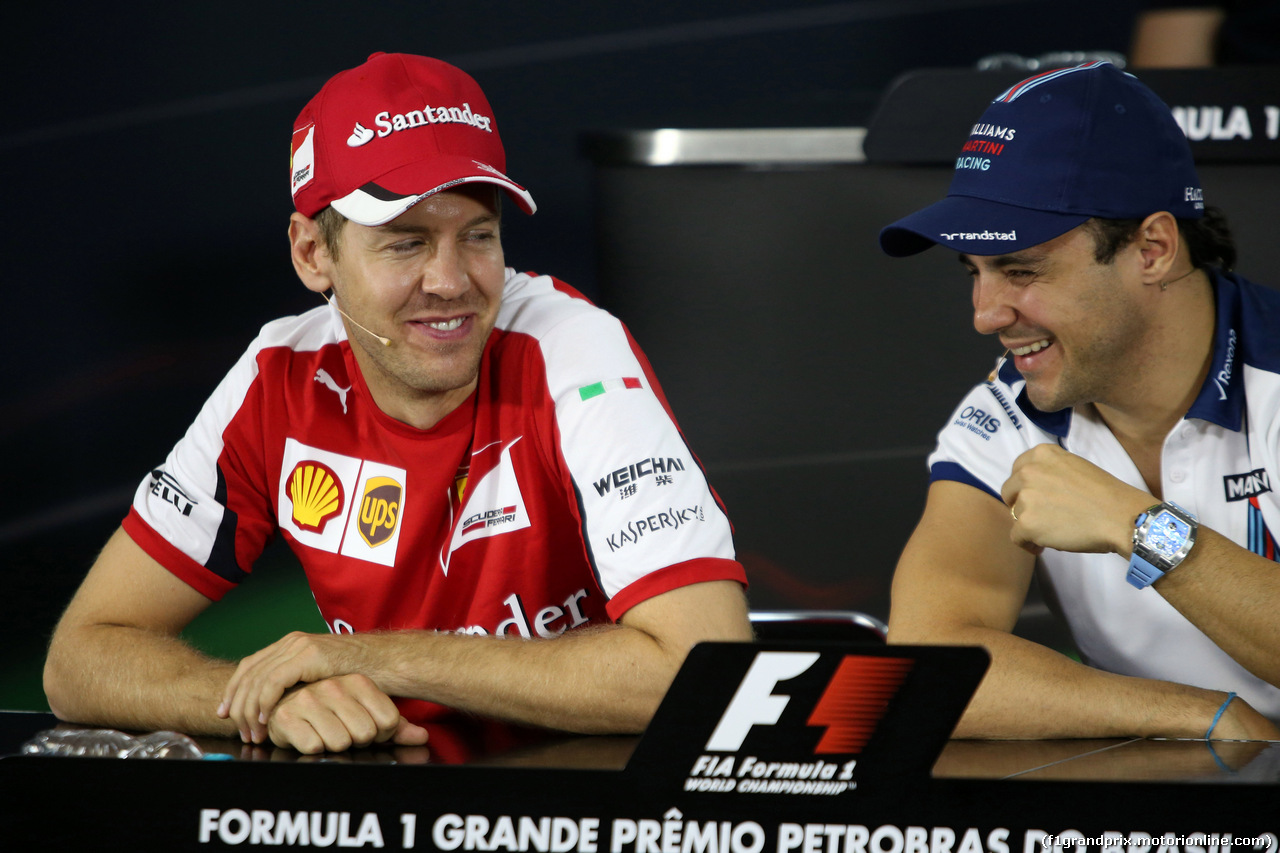 GP BRASILE, 12.11.2015 - Conferenza Stampa, Sebastian Vettel (GER) Ferrari SF15-T e Felipe Massa (BRA) Williams F1 Team FW37