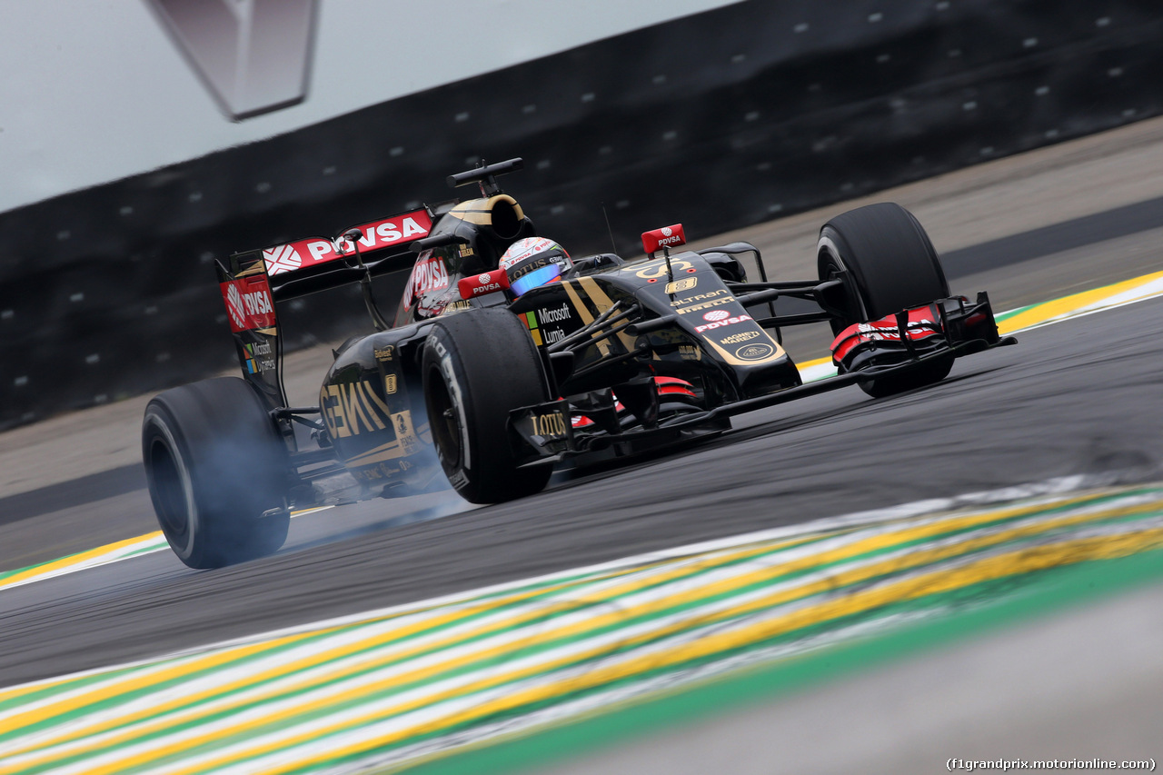 GP BRASILE, 13.11.2015 - Prove Libere 2, Romain Grosjean (FRA) Lotus F1 Team E23