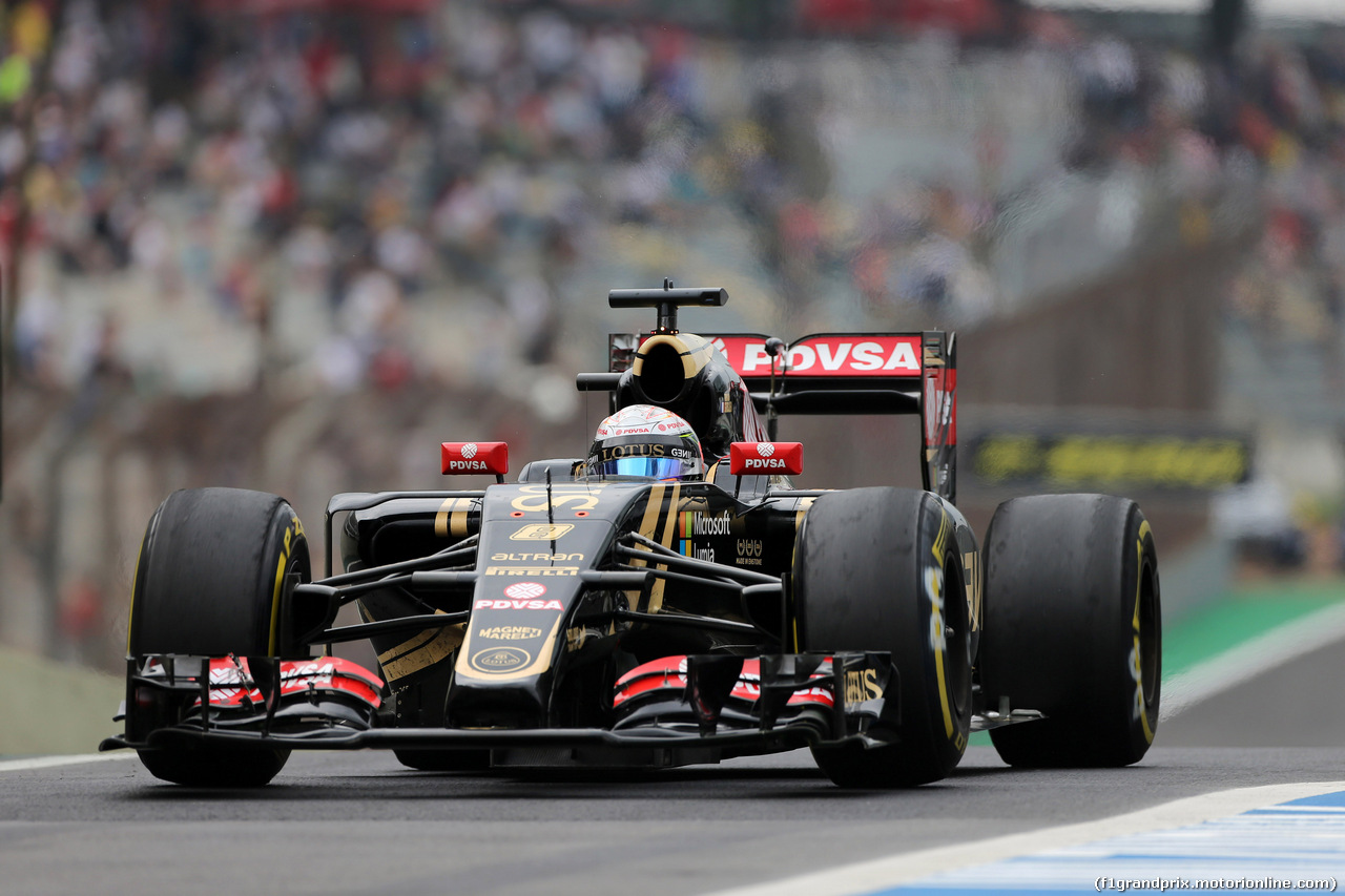 GP BRASILE, 13.11.2015 - Prove Libere 2, Romain Grosjean (FRA) Lotus F1 Team E23