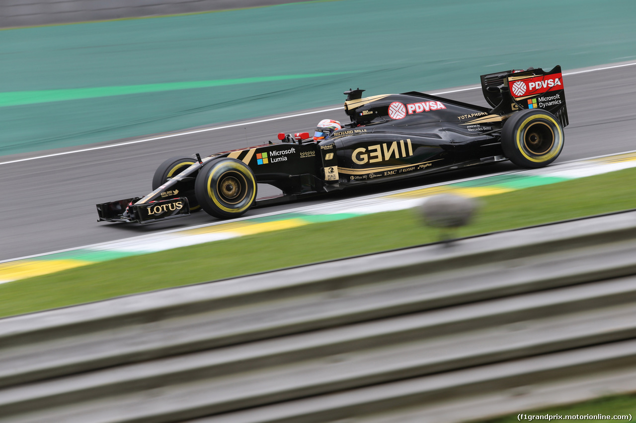 GP BRASILE, 13.11.2015 - Prove Libere 2, Romain Grosjean (FRA) Lotus F1 Team E23