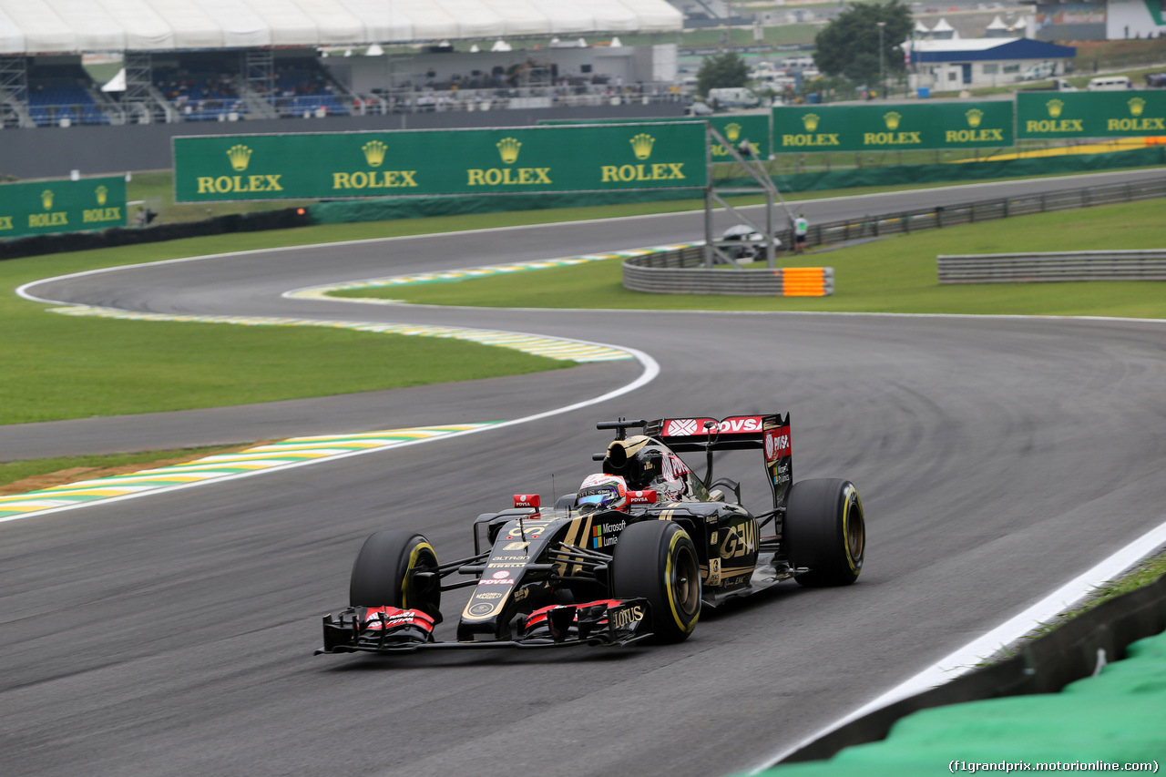 GP BRASILE, 13.11.2015 - Prove Libere 2, Romain Grosjean (FRA) Lotus F1 Team E23