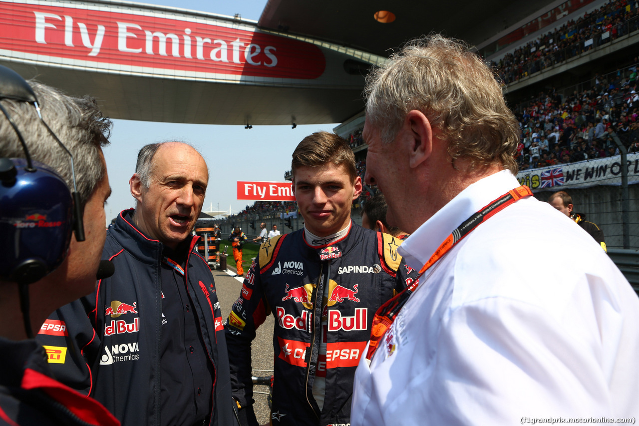 GP CINA, 12.04.2015 - Gara, Franz Tost, Scuderia Toro Rosso, Team Principal, Max Verstappen (NED) Scuderia Toro Rosso STR10 e mHelmut Marko (AUT), Red Bull Racing, Red Bull Advisor