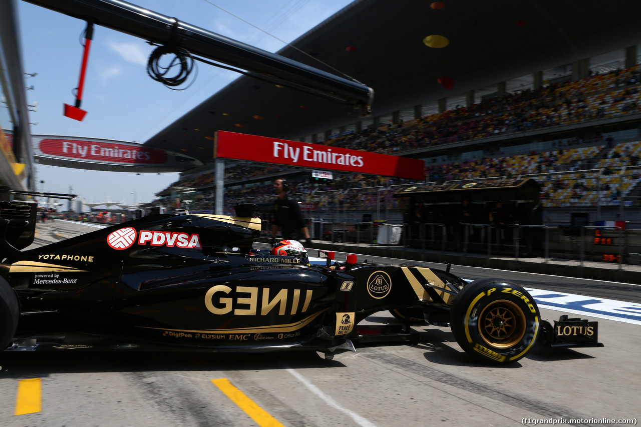 GP CINA, 11.04.2015 - Prove Libere 3, Romain Grosjean (FRA) Lotus F1 Team E23