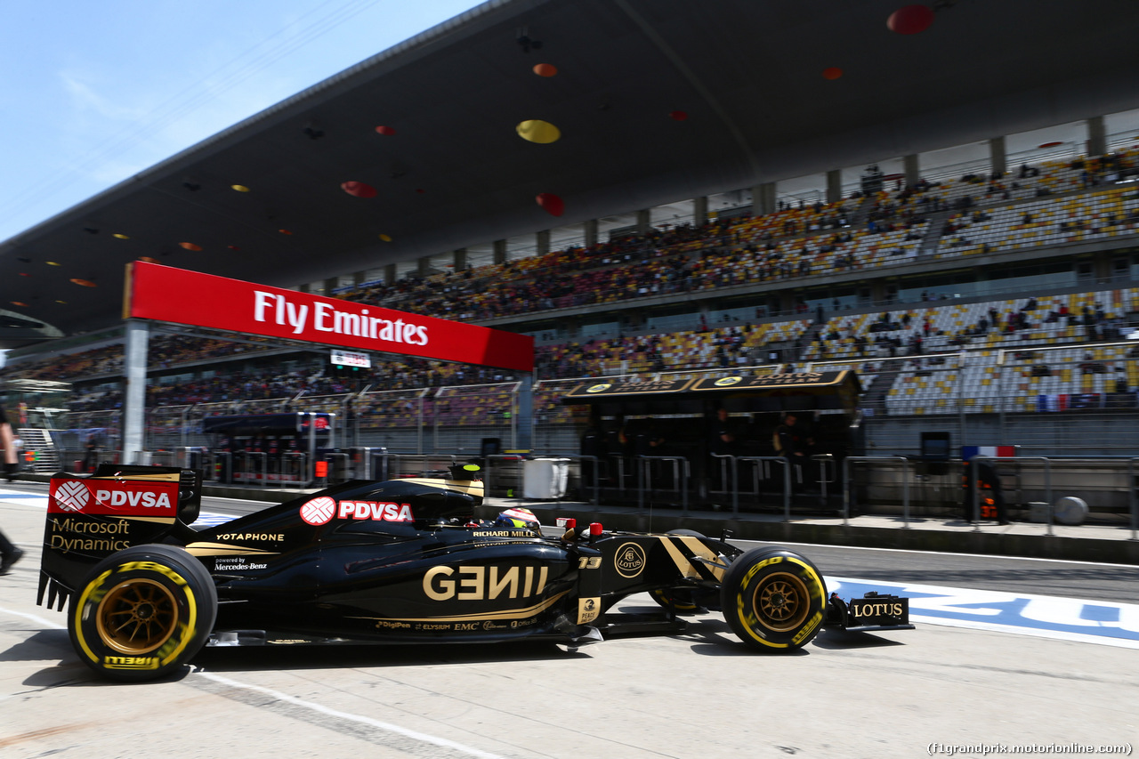 GP CINA, 11.04.2015 - Prove Libere 3, Pastor Maldonado (VEN) Lotus F1 Team E23