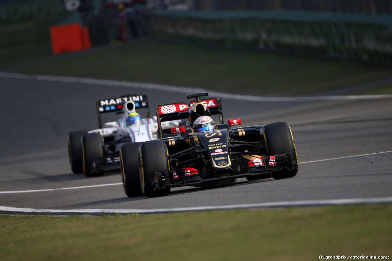 GP CINA, 11.04.2015 - Qualifiche, Romain Grosjean (FRA) Lotus F1 Team E23 e Felipe Massa (BRA) Williams F1 Team FW37