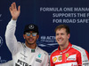 GP CINA, 11.04.2015 - Qualifiche, Lewis Hamilton (GBR) Mercedes AMG F1 W06 pole position e terzo Sebastian Vettel (GER) Ferrari SF15-T