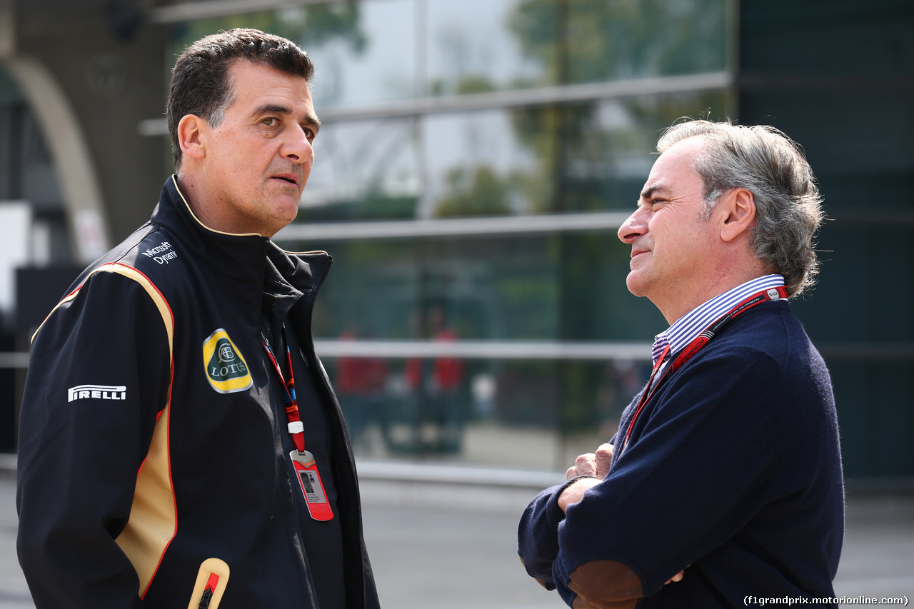 GP CINA, 10.04.2015 - Prove Libere 1, Federico Gastaldi (ARG) Lotus F1 Team Deputy Team Principal e Carlos Sainz (ESP) WRC Champion former