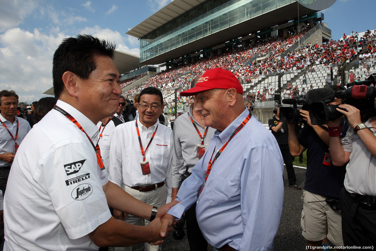 GP GIAPPONE, 27.09.2015 - Gara, Yasuhisa Arai (JPN) Honda Motorsport Chief Officer e Nikki Lauda (AU), Mercedes