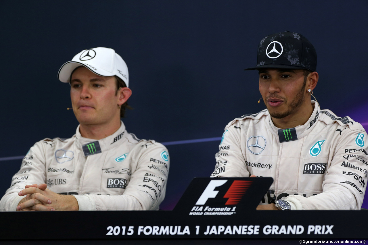 GP GIAPPONE, 27.09.2015 - Gara, Conferenza Stampa, Nico Rosberg (GER) Mercedes AMG F1 W06 e Lewis Hamilton (GBR) Mercedes AMG F1 W06