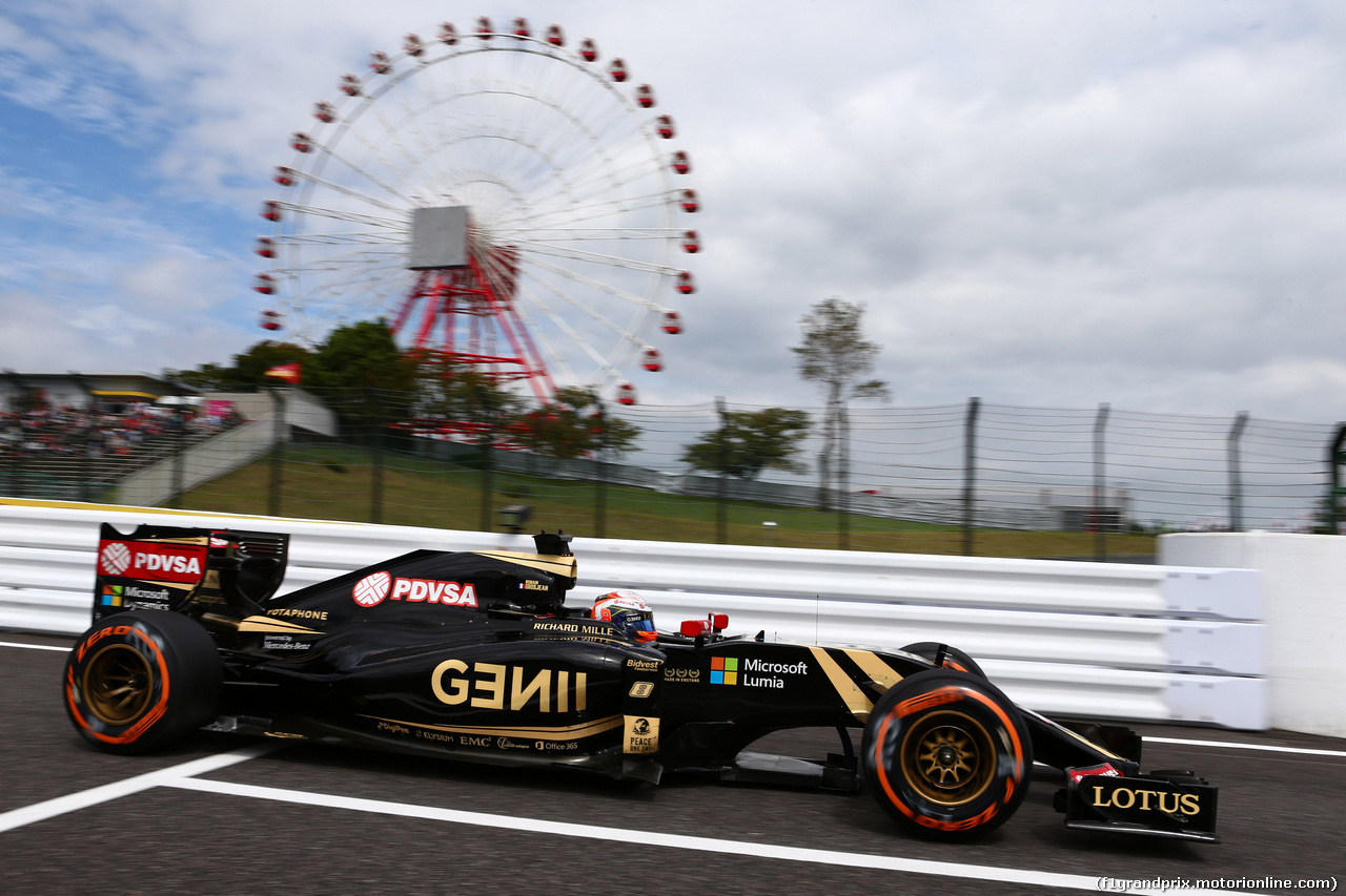 GP GIAPPONE, 26.09.2015 - Prove Libere 3, Romain Grosjean (FRA) Lotus F1 Team E23