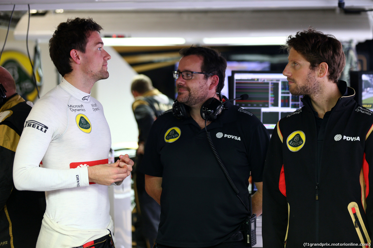 GP GIAPPONE, 25.09.2015 - Prove Libere 1, Jolyon Palmer (GBR) Test Driver, Lotus F1 Team e Romain Grosjean (FRA) Lotus F1 Team E23