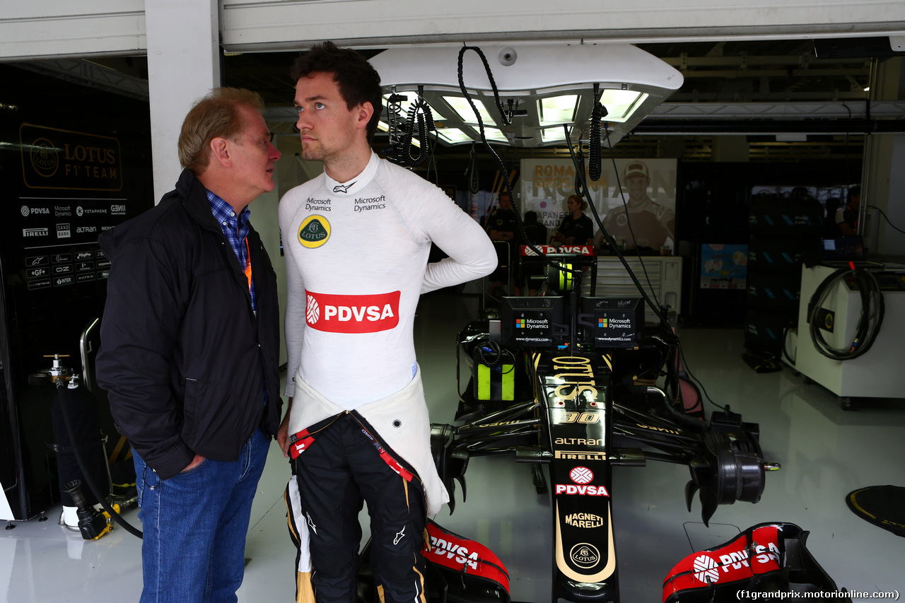GP GIAPPONE, 25.09.2015 - Prove Libere 1, Jonathan Palmer, chief executive of MotorSport Vision e Jolyon Palmer (GBR) Test Driver, Lotus F1 Team