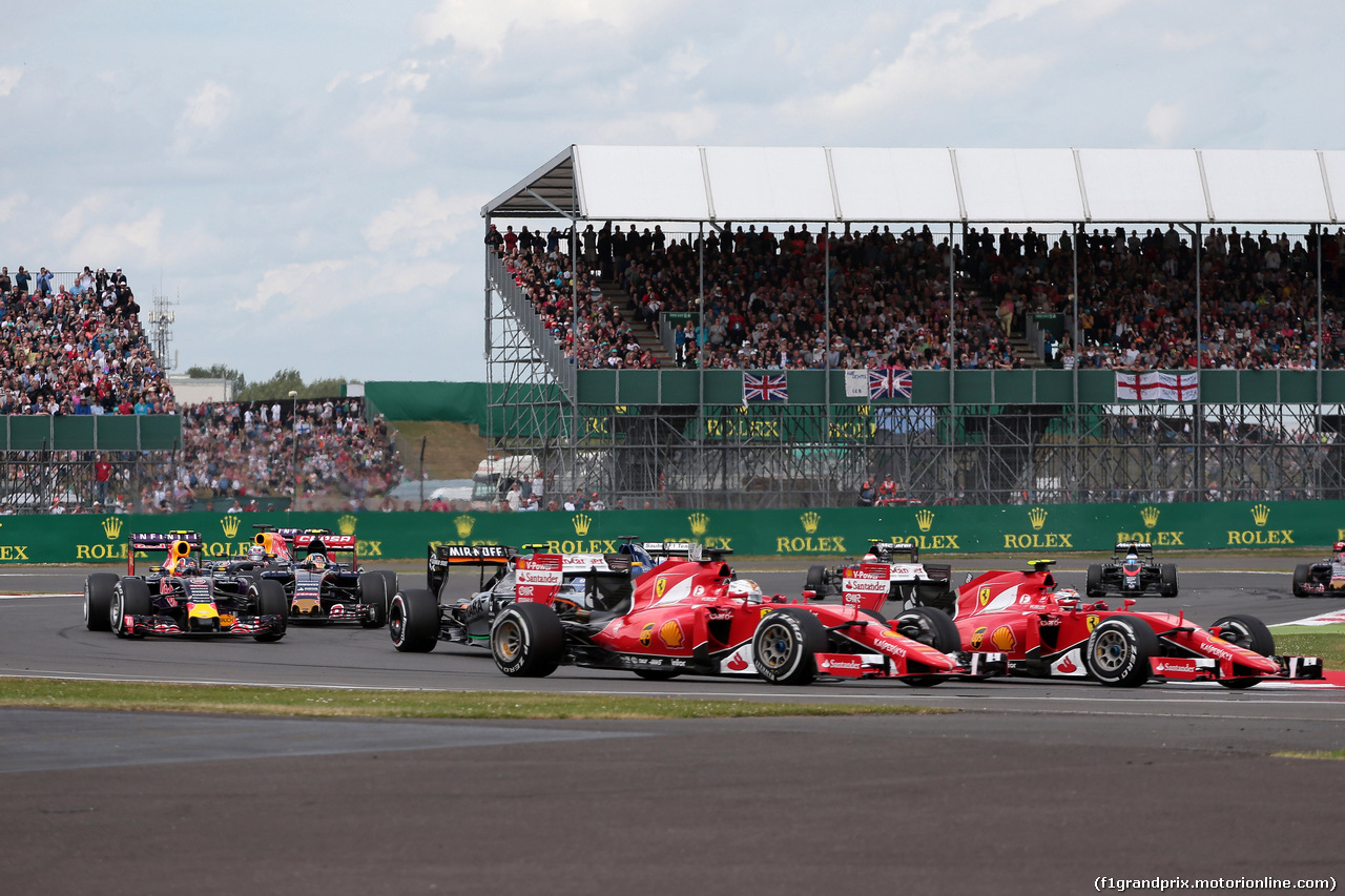 GP GRAN BRETAGNA, 05.07.2015- Gara, Sebastian Vettel (GER) Ferrari SF15-T e Kimi Raikkonen (FIN) Ferrari SF15-T