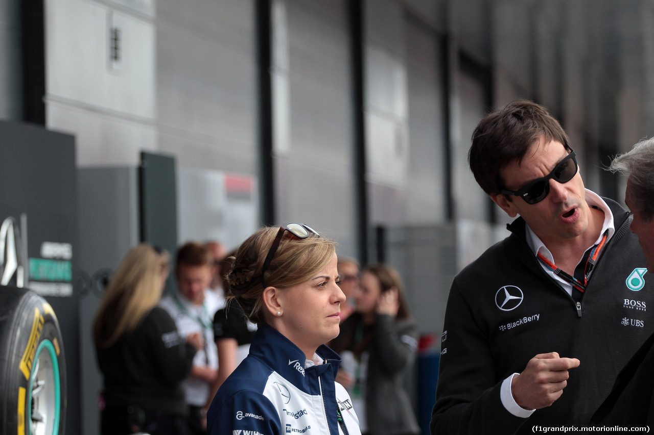 GP GRAN BRETAGNA, 04.07.2015 - Prove Libere 3, Susie Wolff (GBR) Williams Development Driver  e Toto Wolff (GER) Mercedes AMG F1 Shareholder e Executive Director