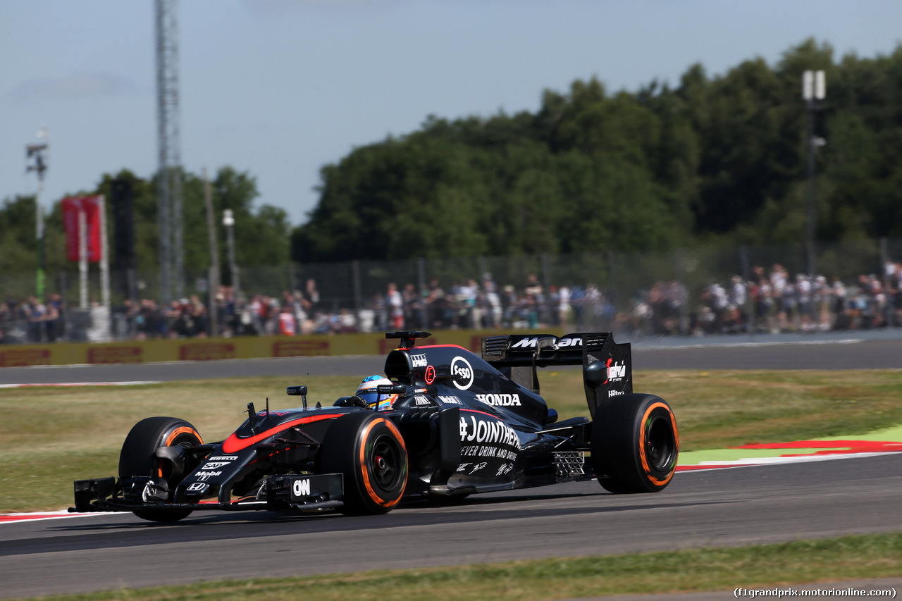 GP GRAN BRETAGNA, 03.07.2015 - Prove Libere 1, Fernando Alonso (ESP) McLaren Honda MP4-30
