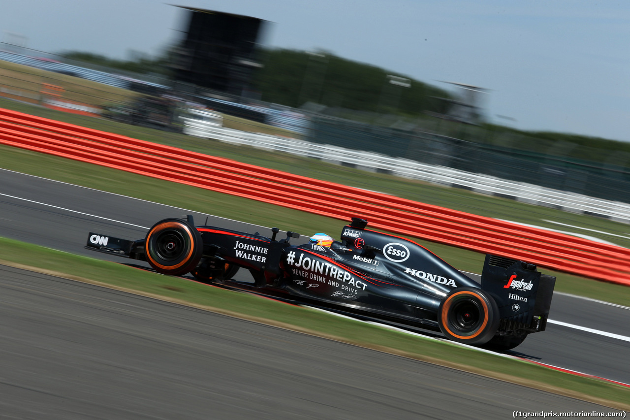 GP GRAN BRETAGNA, 03.07.2015 - Prove Libere 1, Fernando Alonso (ESP) McLaren Honda MP4-30