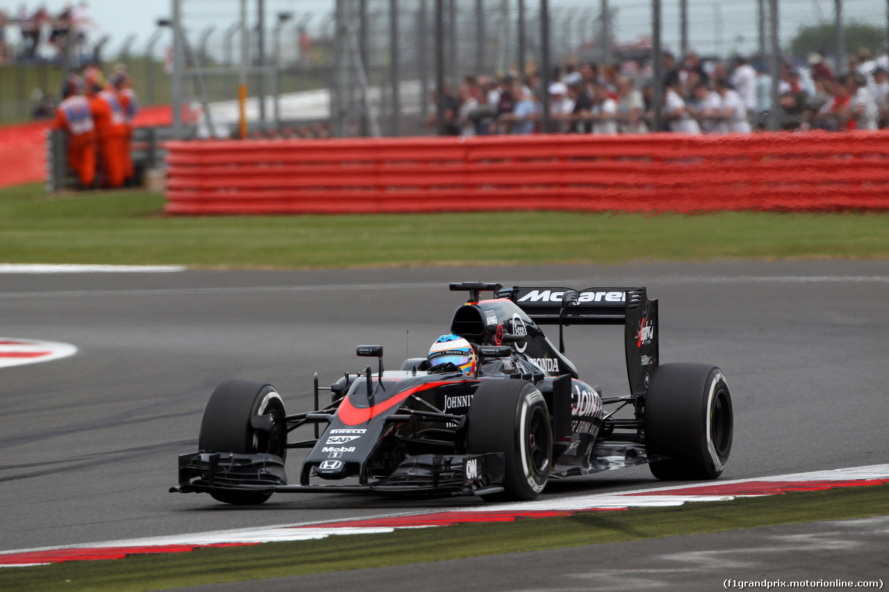 GP GRAN BRETAGNA, 03.07.2015 - Prove Libere 2, Fernando Alonso (ESP) McLaren Honda MP4-30