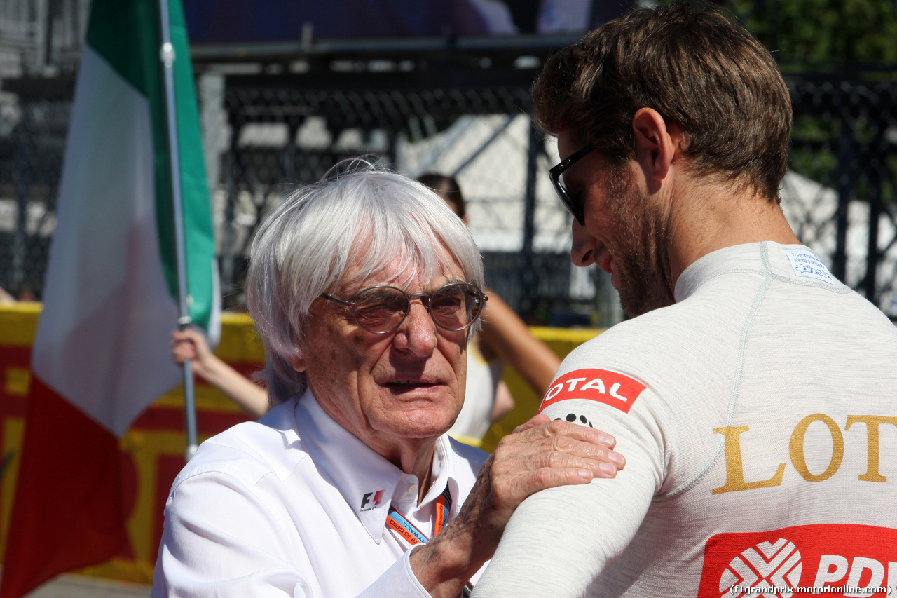 GP ITALIA, 06.09.2015 - Gara, Bernie Ecclestone (GBR), President e CEO of FOM e Romain Grosjean (FRA) Lotus F1 Team E23
