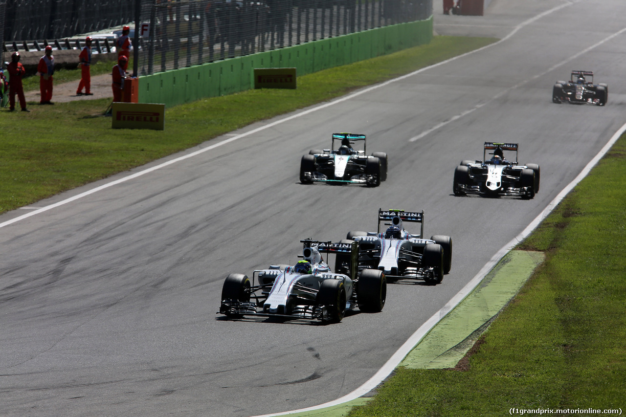 GP ITALIA, 06.09.2015 - Gara, Felipe Massa (BRA) Williams F1 Team FW37 davanti a Valtteri Bottas (FIN) Williams F1 Team FW37