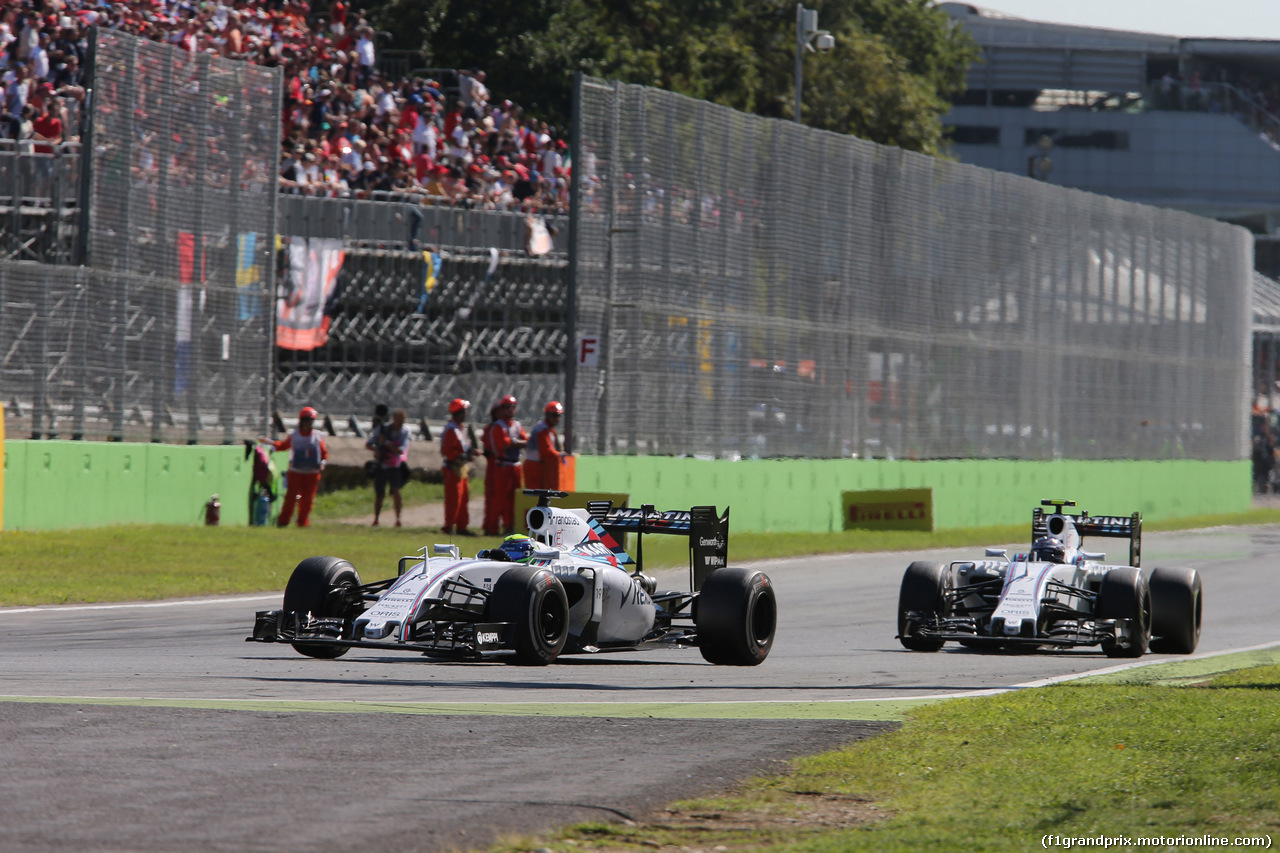 GP ITALIA, 06.09.2015 - Gara, Felipe Massa (BRA) Williams F1 Team FW37 e Valtteri Bottas (FIN) Williams F1 Team FW37
