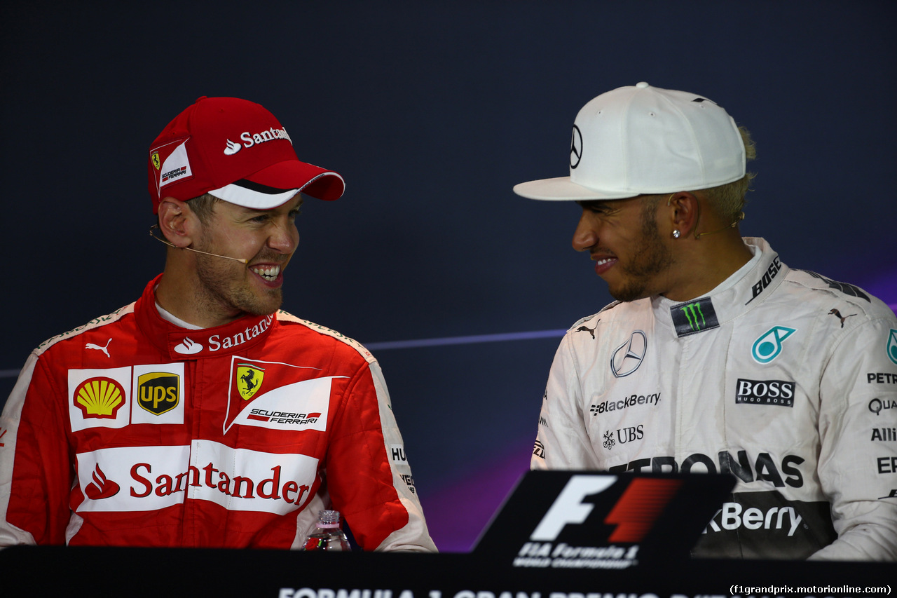 GP ITALIA, 06.09.2015 - Gara, Conferenza Stampa, Sebastian Vettel (GER) Ferrari SF15-T e Lewis Hamilton (GBR) Mercedes AMG F1 W06