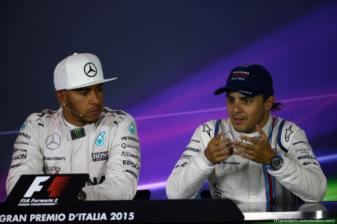 GP ITALIA, 06.09.2015 - Gara, Conferenza Stampa, Lewis Hamilton (GBR) Mercedes AMG F1 W06 e Felipe Massa (BRA) Williams F1 Team FW37
