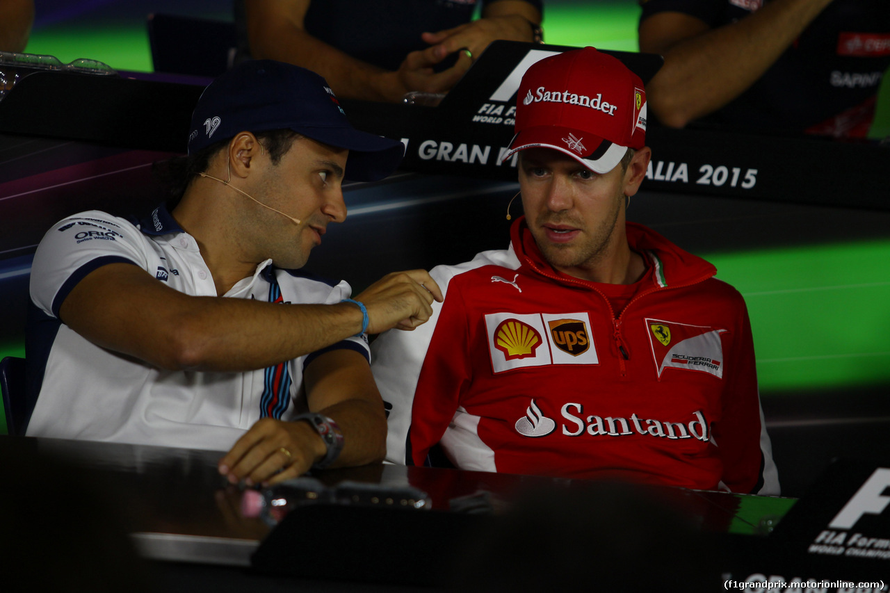 GP ITALIA, 03.09.2015 - Conferenza Stampa, Felipe Massa (BRA) Williams F1 Team FW37 e Sebastian Vettel (GER) Ferrari SF15-T