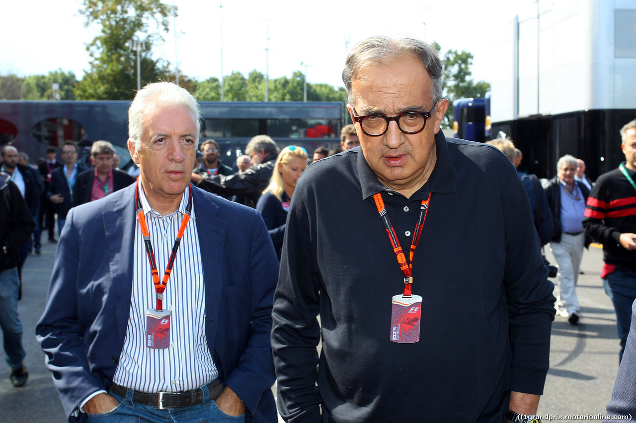 GP ITALIA, 05.09.2015 - Prove Libere 3, Piero Ferrari (ITA) Vice-President Ferrari adn Sergio Marchionne (ITA), Ferrari President e CEO of Fiat Chrysler Automobiles