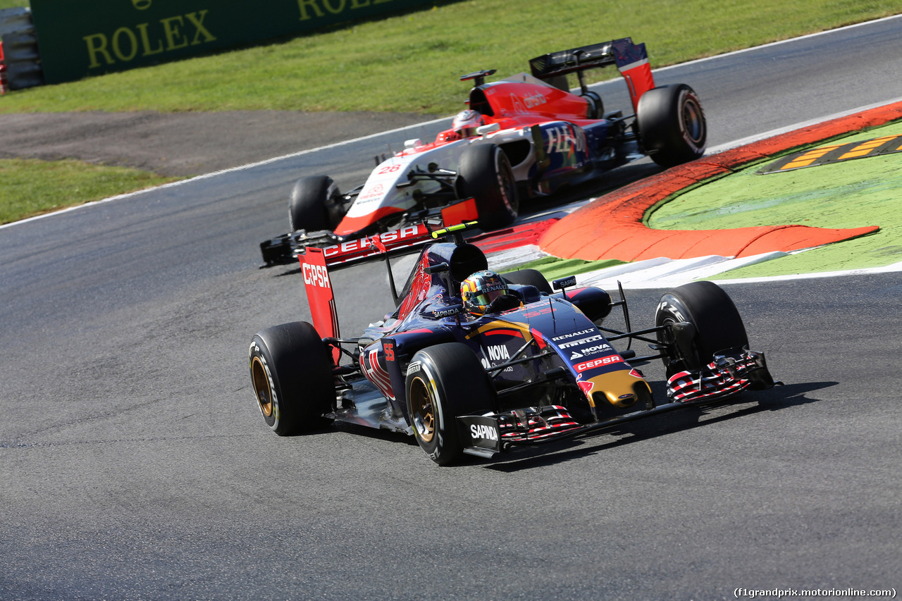 GP ITALIA, 05.09.2015 - Prove Libere 3, Carlos Sainz Jr (ESP) Scuderia Toro Rosso STR10 e William Stevens (GBR) Manor Marussia F1 Team
