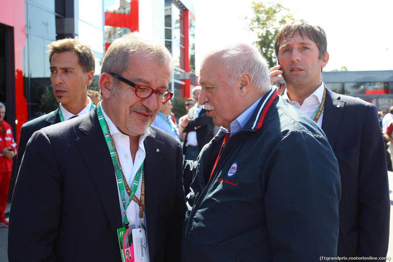 GP ITALIA, 05.09.2015 - Prove Libere 3, (L-R) Roberto Maroni (ITA), Presidente della Regione Lombardia