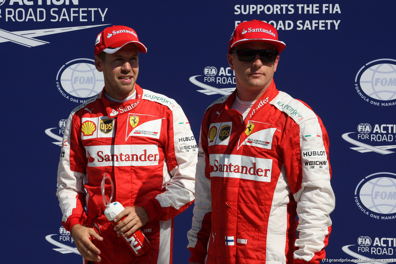 GP ITALIA, 05.09.2015 - Qualifiche, Sebastian Vettel (GER) Red Bull Racing RB10 e Kimi Raikkonen (FIN) Ferrari F14-T