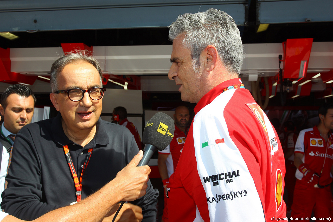 GP ITALIA, 05.09.2015 - Qualifiche, Sergio Marchionne (ITA), Ceo Fiat e Maurizio Arrivabene (ITA) Ferrari Team Principal