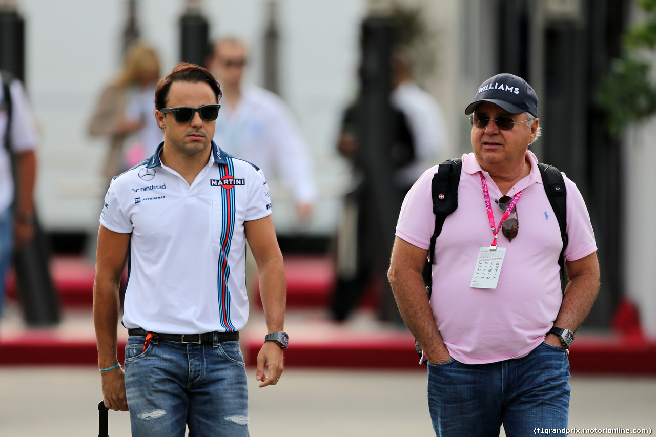 GP ITALIA, 04.09.2015 - Felipe Massa (BRA) Williams F1 Team FW37 e his father Luis Antonio Massa (BRA)