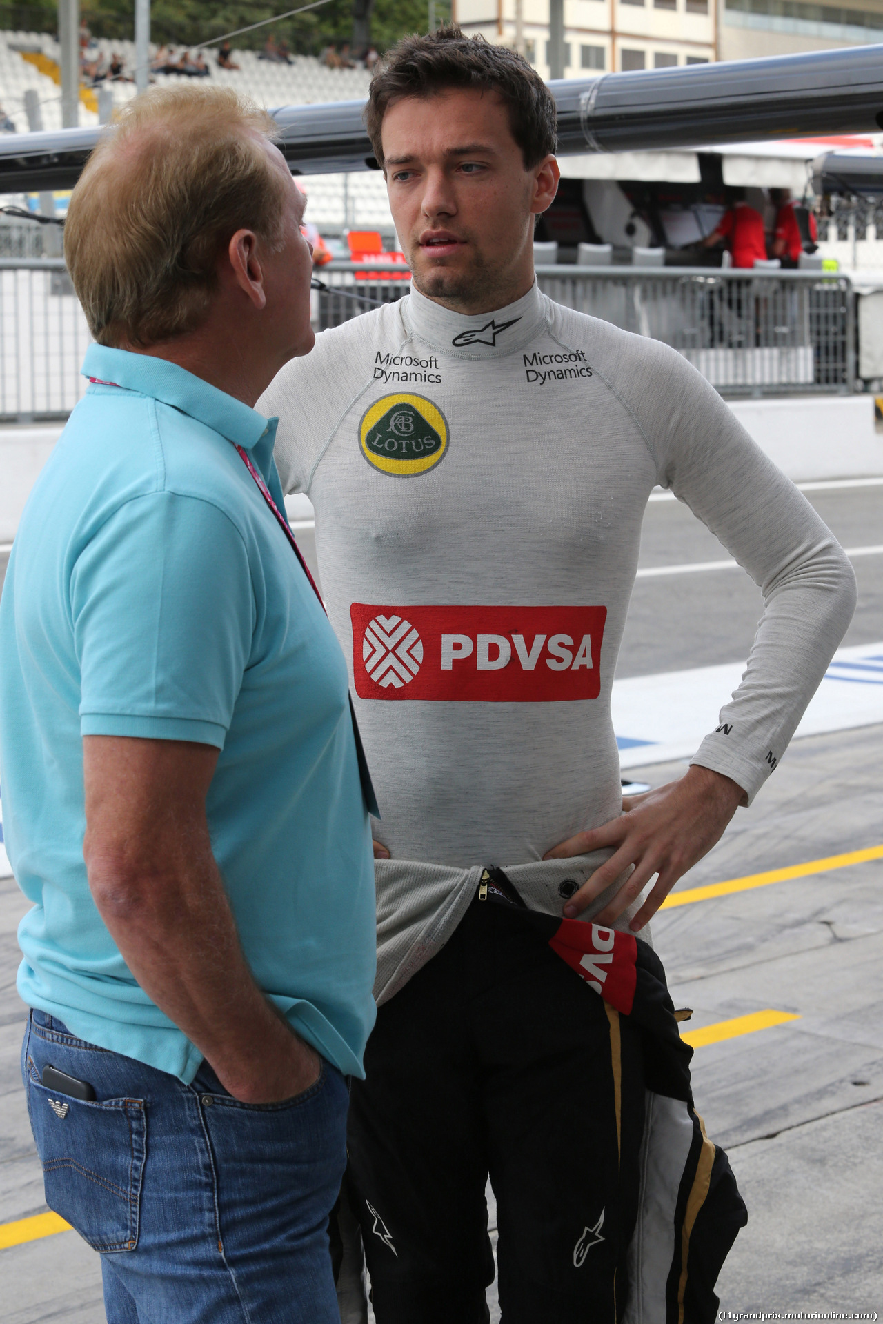 GP ITALIA, 04.09.2015 - Prove Libere 1, Jolyon Palmer (GBR) Test Driver, Lotus F1 Team e his father Jonathan Palmer, chief executive of MotorSport Vision