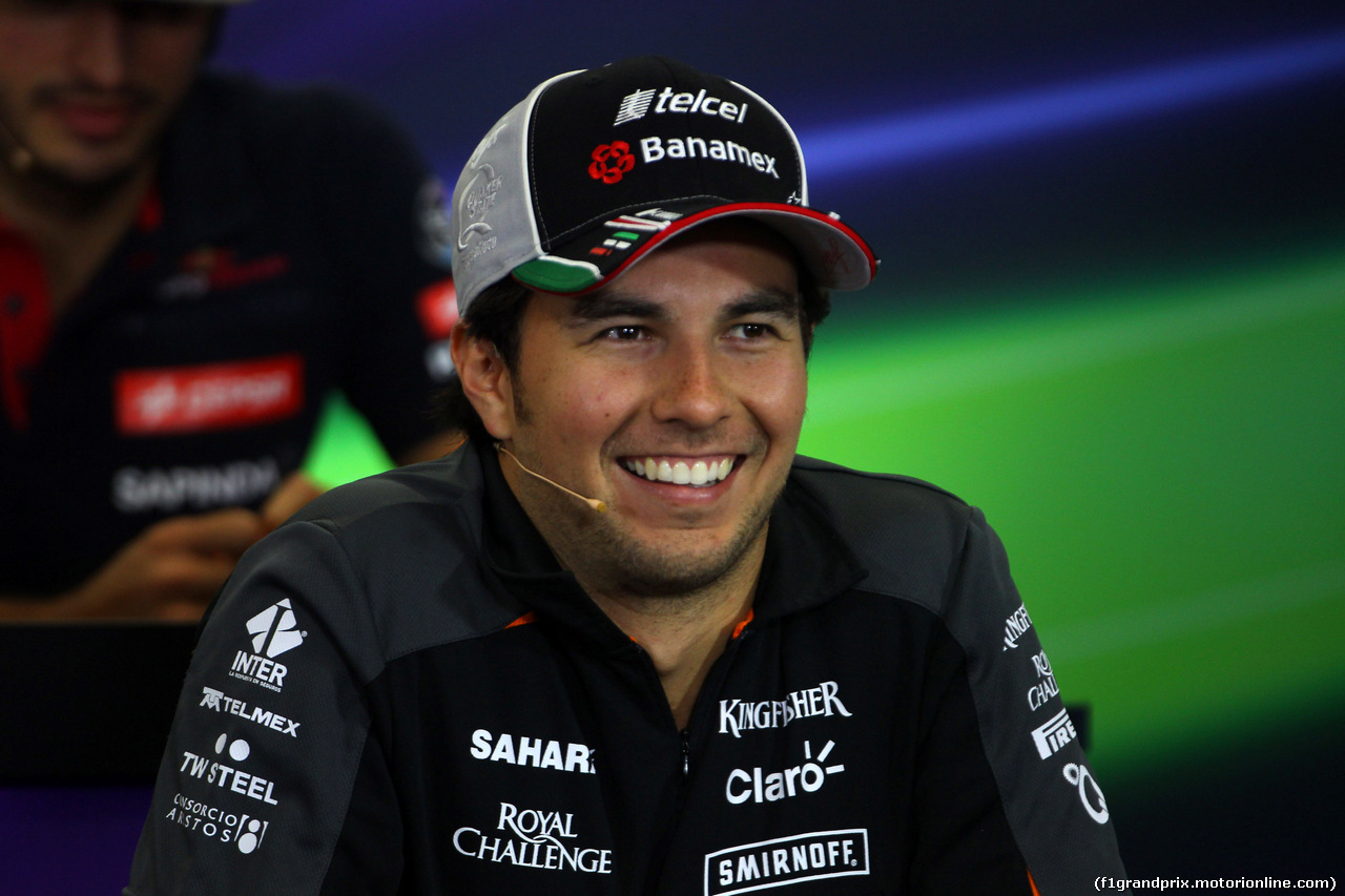 GP MESSICO, 29.10.2015 - Conferenza Stampa, Sergio Perez (MEX) Sahara Force India F1 VJM08